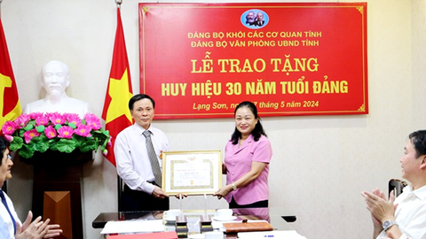 Đảng ủy Văn phòng UBND tỉnh tổ chức Lễ trao tặng Huy hiệu 30 năm tuổi Đảng